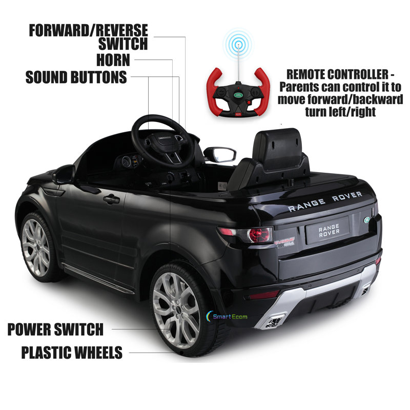 Black 12V Electric Ride-On Car with Remote Control and Music