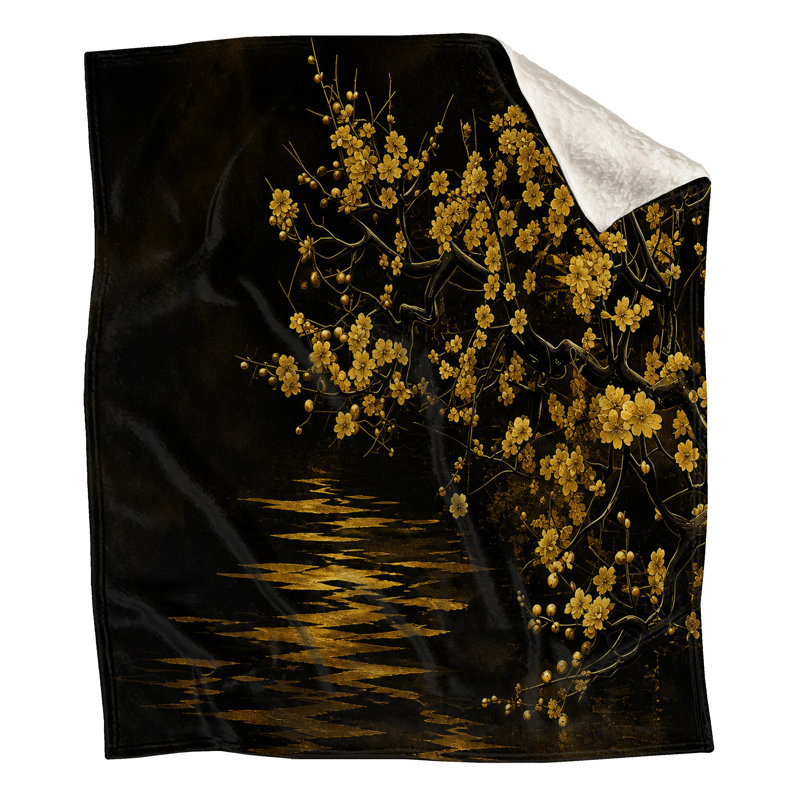 Couvertures Golden Cherry Blossoms, L 60 po x H 80 po