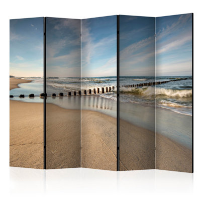 Haly 225cm W x 172cm H 5 - Panel Solid Wood Folding Room Divider