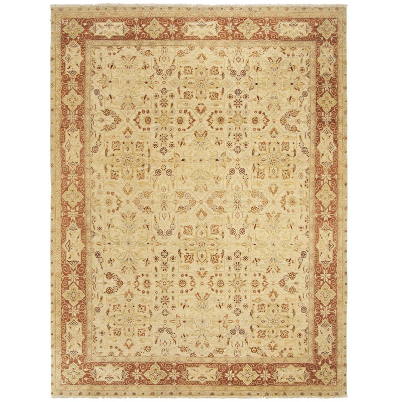 Tapis beige noué à la main Gaier, Rectangle 6 pi x 9 pi