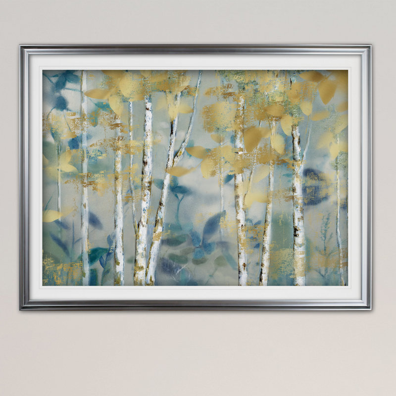 «Gilded Forest I», reproduction de peinture acrylique encadrée, Argent, H 20 po x l 24 po x P 1,5 po