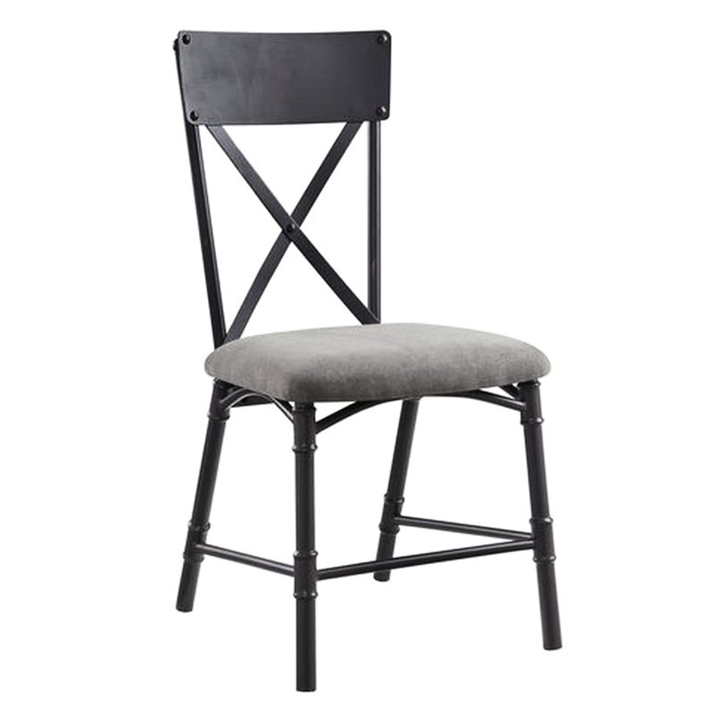 2 chaises d'appoint grises et sablonneuses noires - plateau de table en bois et dossier rembourré apaisant en bois élégant et confortable