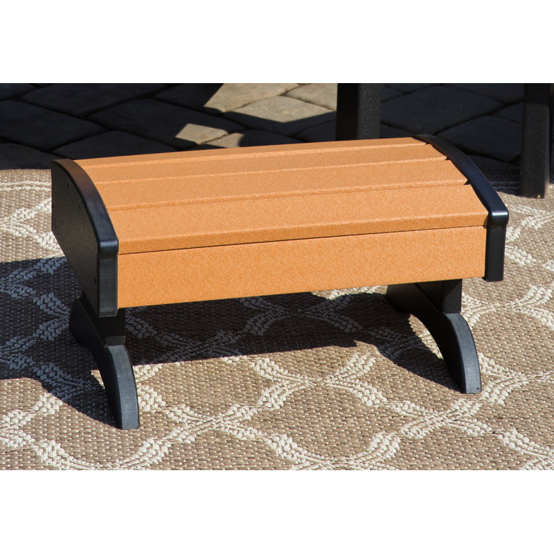 Aatikah Plastic Adirondack Chair with Ottoman/Table, Cedar/Black