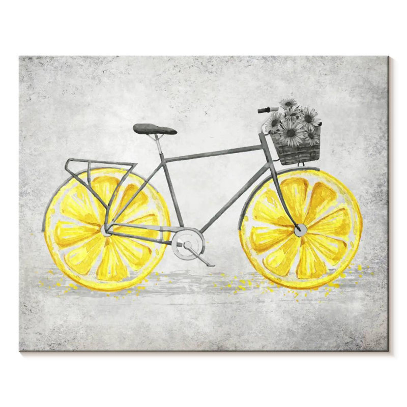 Impression de toile rétro sur bicyclette citronnée rétro, H 24 po x l 30 po x P 1,25 po