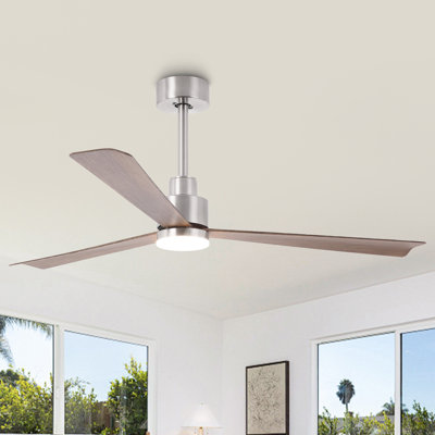 Ventilateur de plafond 52 po à DEL à intensité variable avec lumières et télécommande, moteur à courant continu réversible à 6 vitesses, 3 lumières colorées, tiges verticales de 5 po et 10 po incluses
