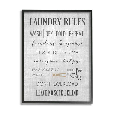 Laundry Room Rules Family List, estampe numérique par CAD