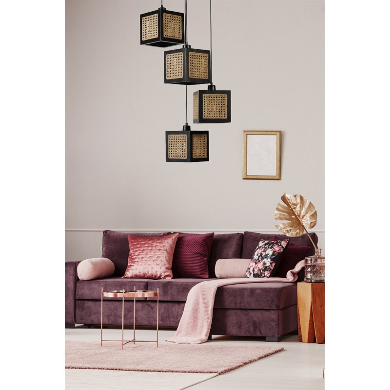 Chandle Chandelier, Black/Rattan