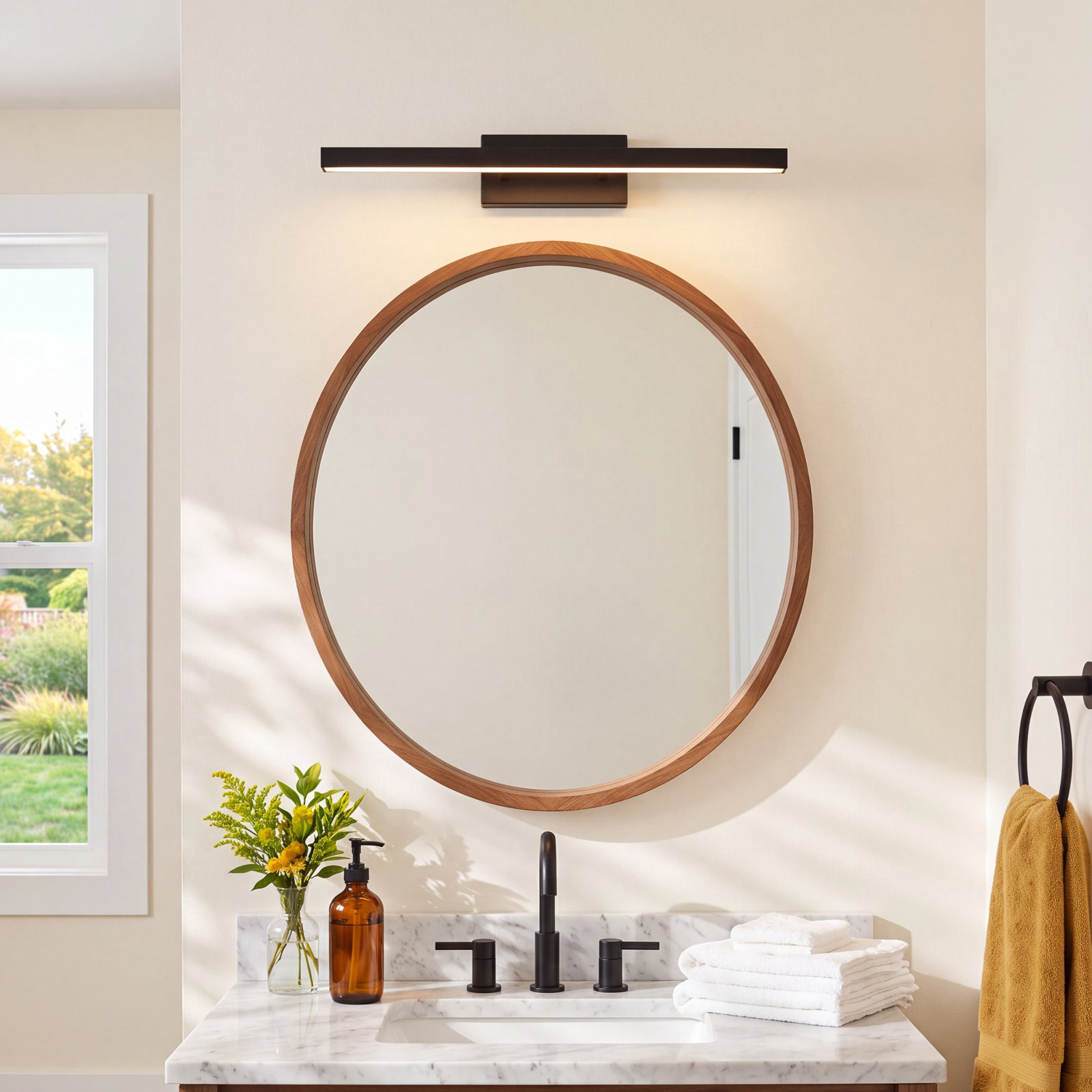 Rochelle Single Light Dimmable Vanity Light, Black, 3500K