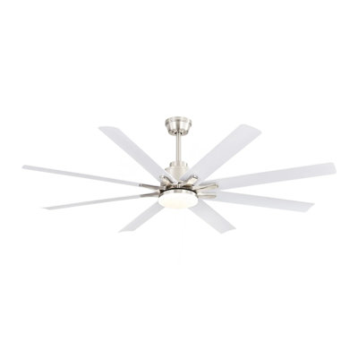 Ventilateur de plafond à profil bas de 66 pouces avec lumières à intensité variable et télécommande intelligente 6 vitesses CC silencieux pour l'intérieur