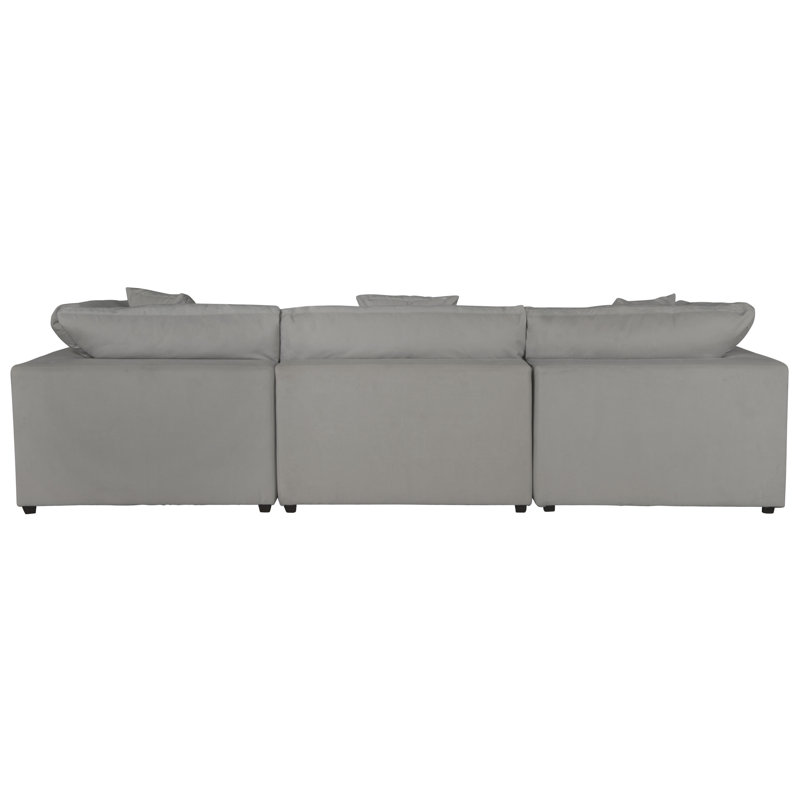 Barboza 5 - Piece Upholstered Sectional Featuring Stain Resistant LiveSmart Fabric, Dove LiveSmart