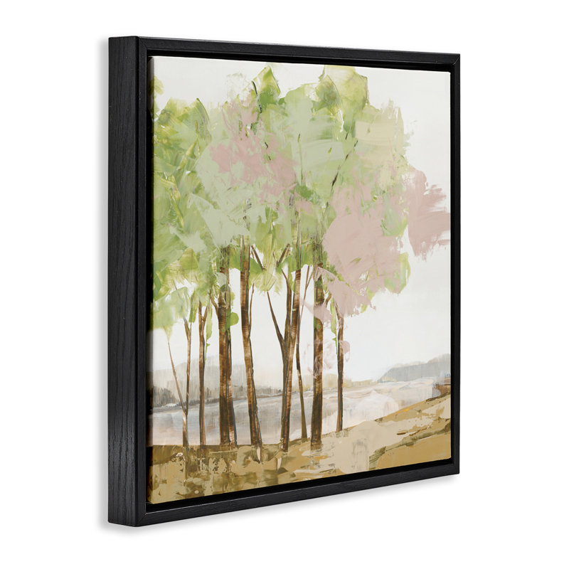 Cadre flottant Spring Awakening Forest, design par Ian C., Cadre flottant noir de jais, H 18 po x l 18 po