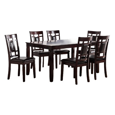 Modern Dining With 6 Chairs - Dark , Eyelet Back, Cushioned Seats Room 7pc In Contemporary Style Finish, Seats, Rectangular Table For Decor