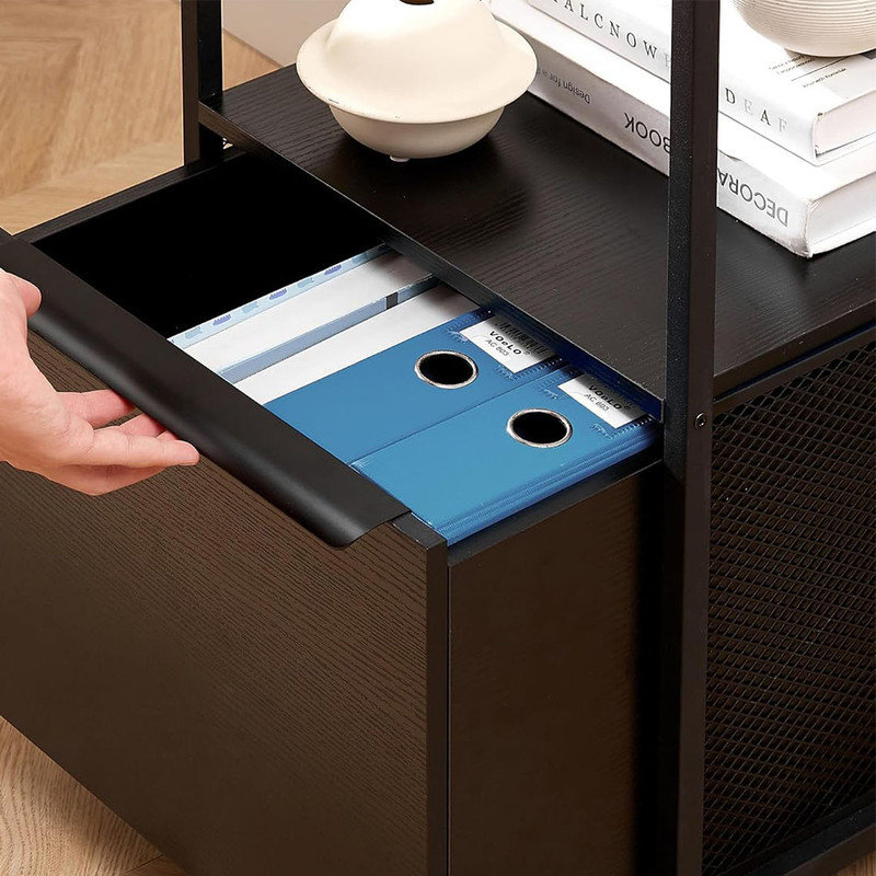 Multifunctional Mobile File Organizer with Hanging Files&Folders, Vertical Filing Cabinet for Home and Office, Matte Black