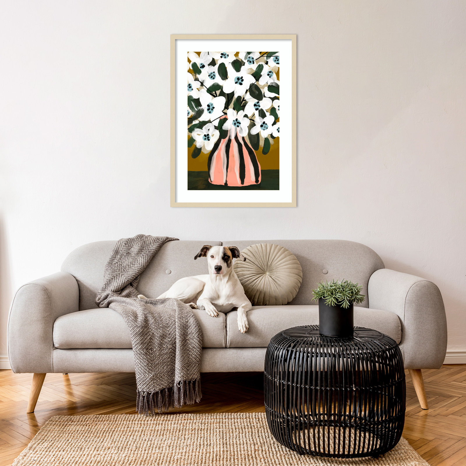 Galya "Pastel Flower Impression No. 9" Print, Brown, 33" H x 24" W