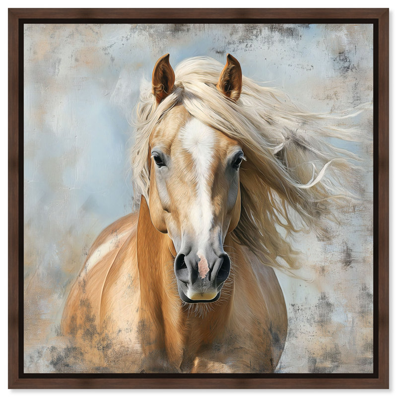 Art mural cheval rustique sur toile par Art Remedy, Cadre doré, H 41 po x l 41 po