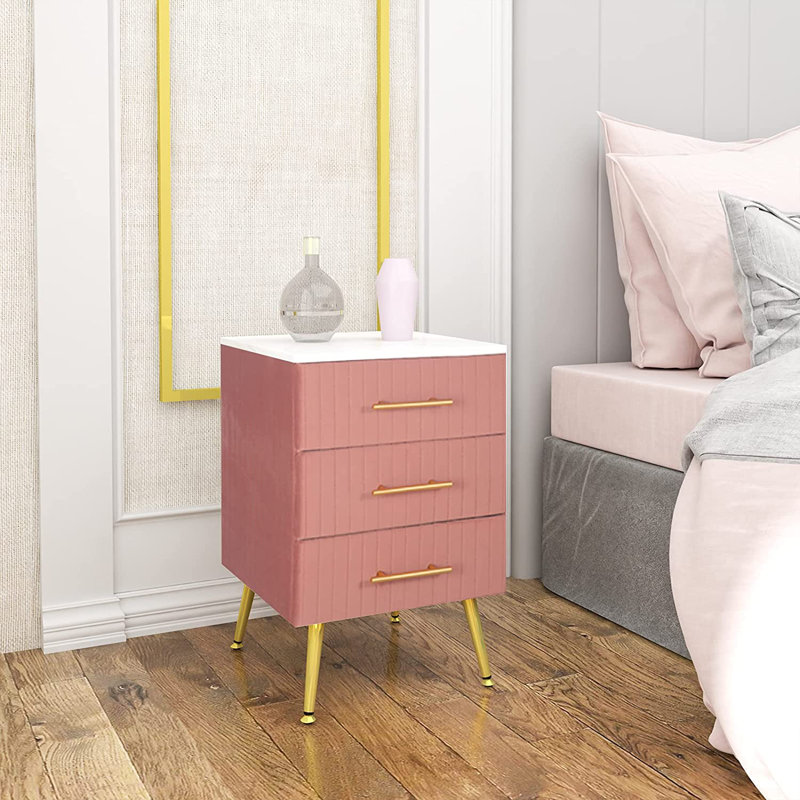 41cm W Bedside Table, Pink
