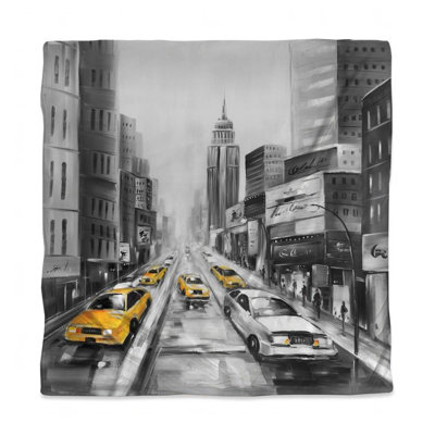 Yellow Taxis in New York Duvet Cover - Modern Bedroom Decor