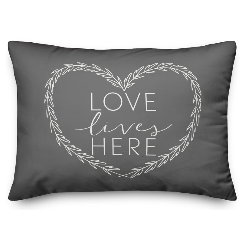 Coussin lombaire à coeur love live here, Polyester / Bourre en polyester