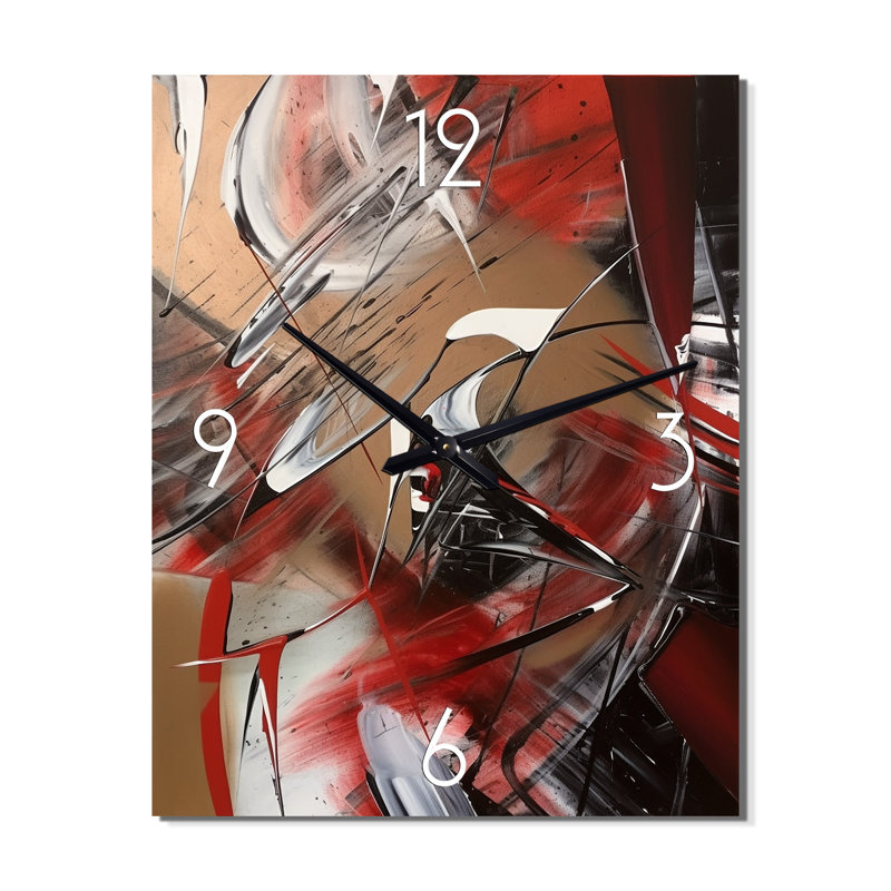 Après-midi Jazz V - Peinture abstraite horloge murale moderne, H 32 po x l 24 po x P 1 po