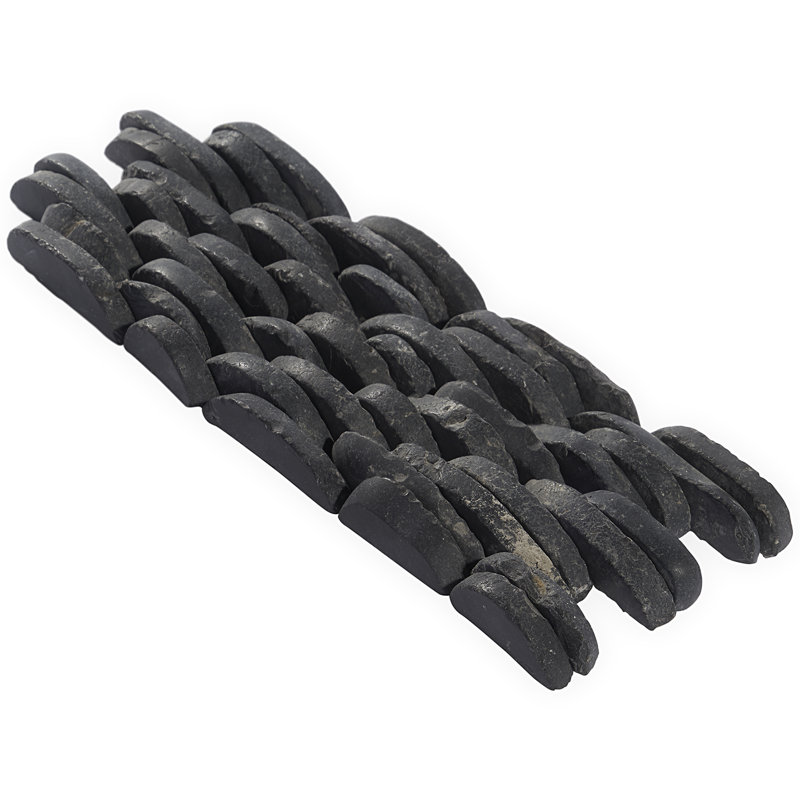 Picturesque 11 in. x 4 in. Stacked Sliced Wall Mosaic, Black