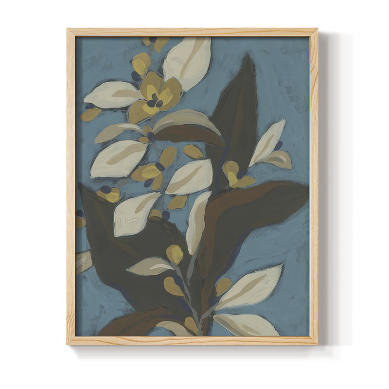 Blue Shadow Garden I, reproduction encadrée - bois massif, H 21 po x l 17 po, Naturel