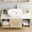 Meuble-lavabo mural contemporain de 39,3 po avec lavabo ovale en céramique, tablette ouverte et conception flottante pour petits espaces