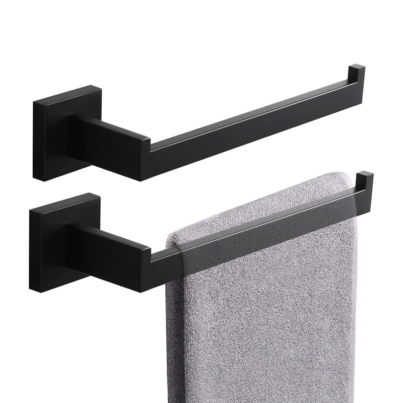 Wall Mount Towel Bar (2 Piece), Matte Black