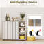3-Tier Wooden Shoe Storage Organizer with Doors & 3-Level Adjustable Open Shelves-1872703419