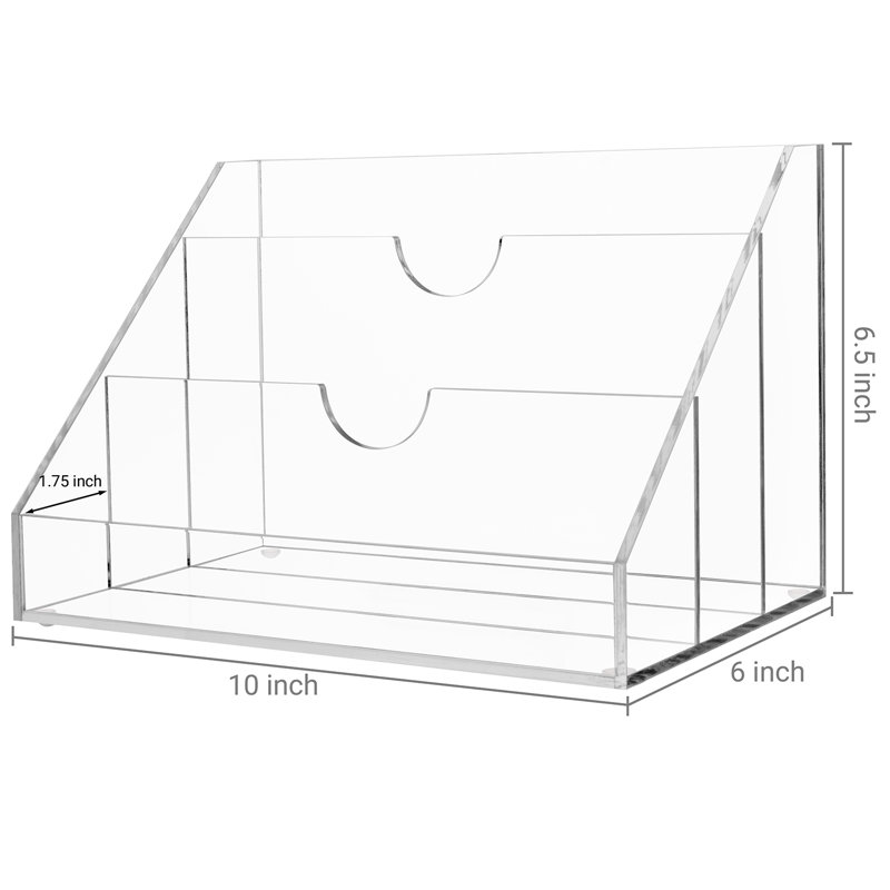 Clear Acrylic Plastic 3-Slot Tabletop File Organiser