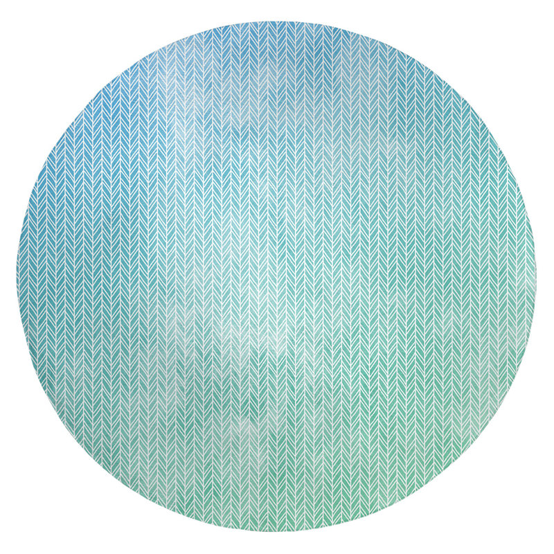 Tapis bleu marine/bleu clair chevrons medium, Rond 5 pi