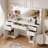 44.8" White Vanity Desk with 3-Color LED Mirror & Charging Station, 5 Drawers Makeup Vanity with Cabinets for Bedroom-1990146735