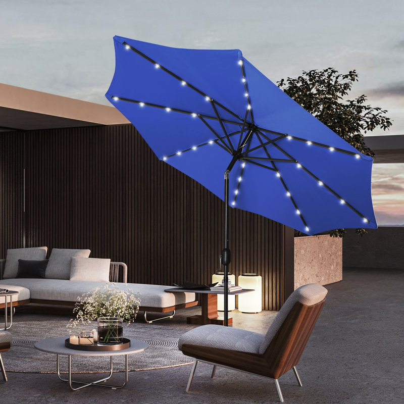 Parasol de marché lumineux 9 pi Addison, Bleu royal bleu