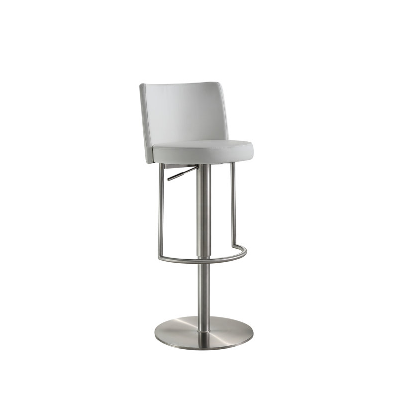 Tabouret de bar pivotant à hauteur réglable Gianna, Argent, Blanc glacé