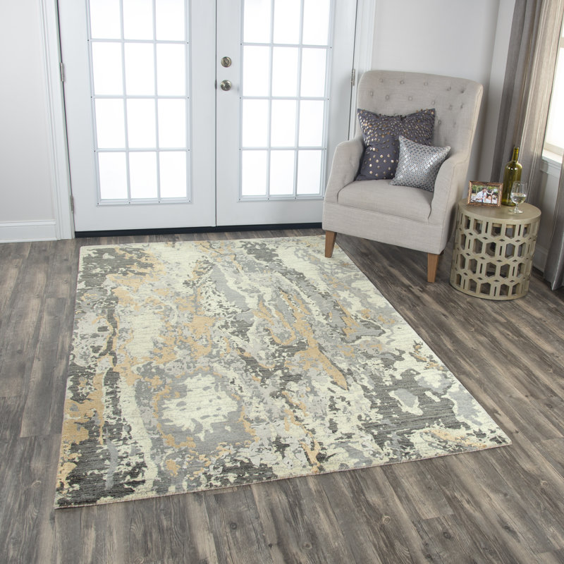 Tapis beige/brun/gris en laine Brumfield, Rectangle 9 pi x 12 pi