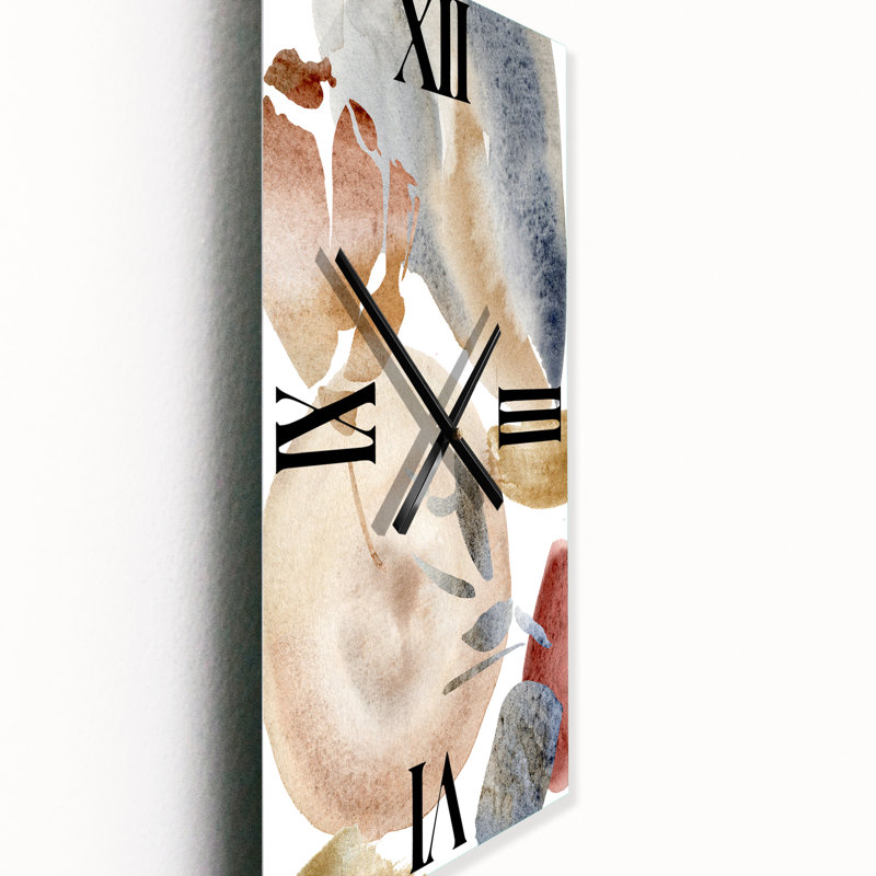 Horloge murale abstraite avec taches pastel, Petit