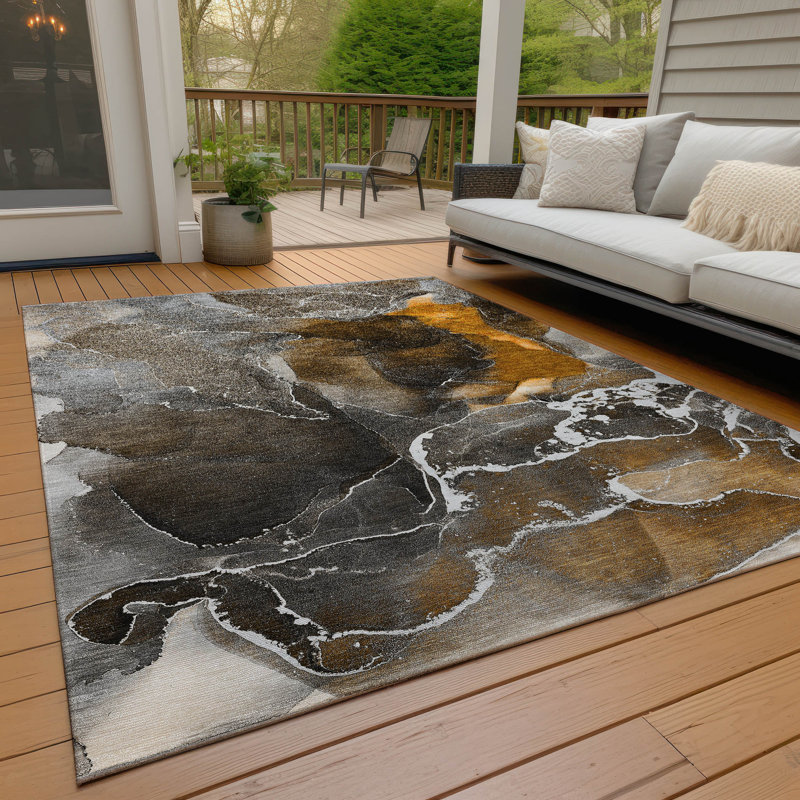 Kyrie Washable Abstract Indoor / Outdoor Rug, Rectangle 2'6" x 3'10"