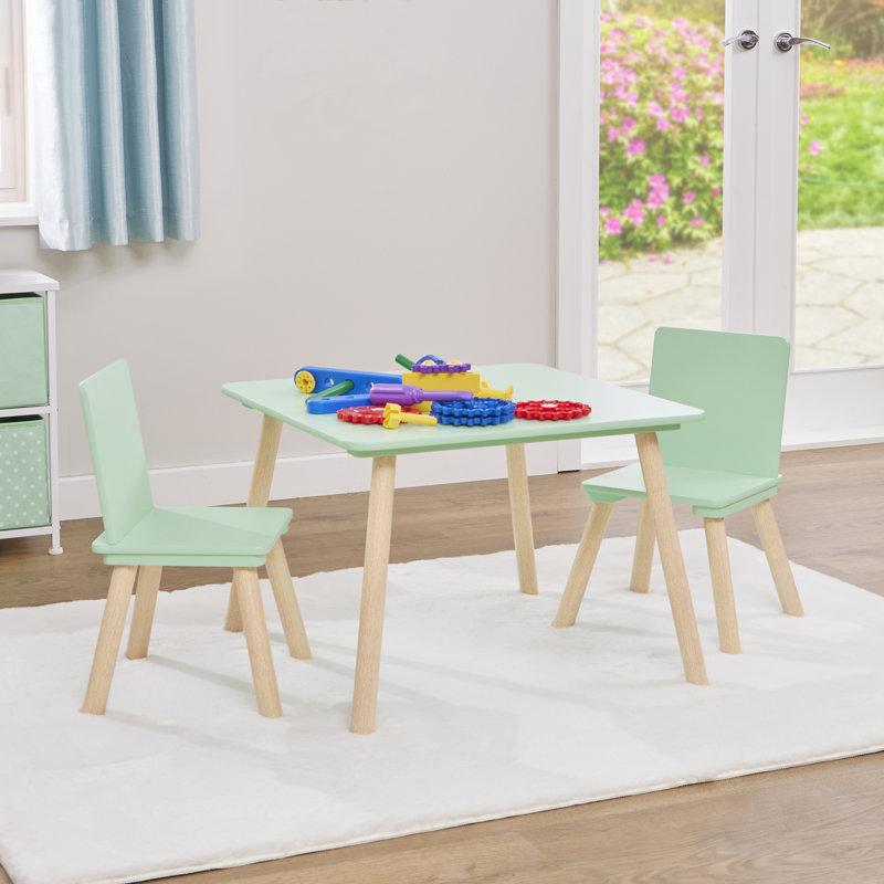 Kids Table and Two Chairs Set, Green