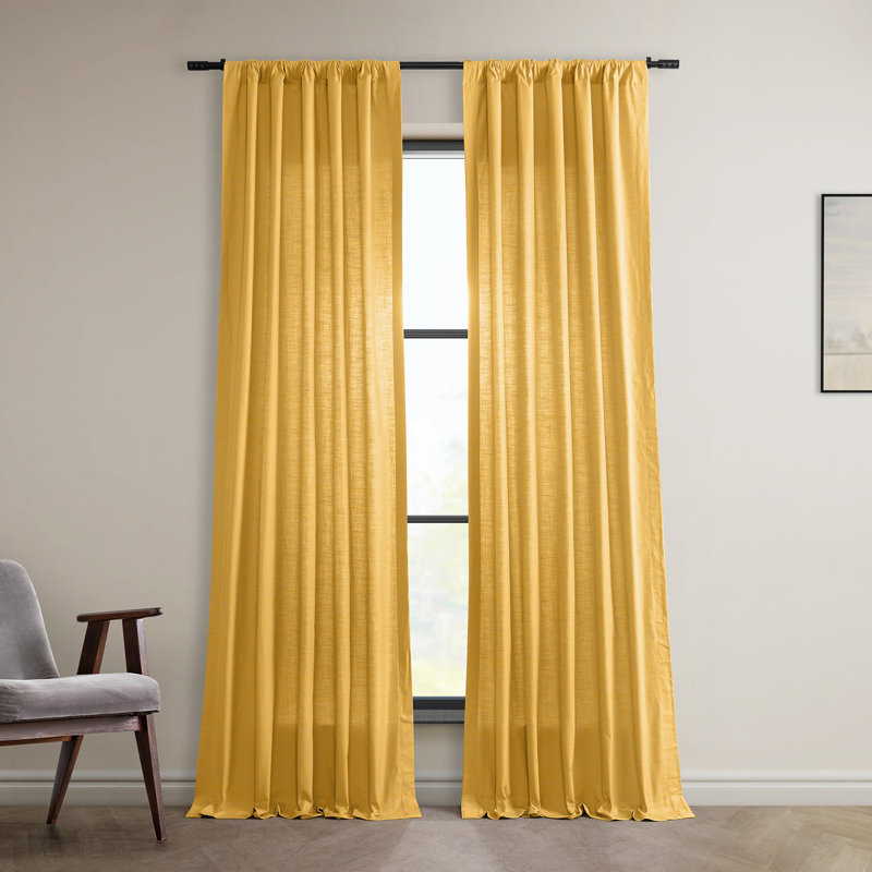 Richardson Semi Sheer 100% Cotton Curtain, 50" W x 96" L, Fable Beige