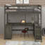 Lit mezzanine double avec bureau en U, tiroirs et tablettes-257538859