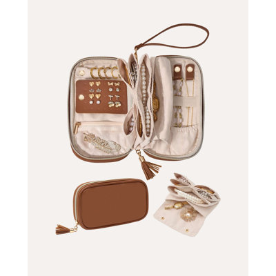 Organisateur de bijoux de voyage, pochette souple ultra-mince - Caramel