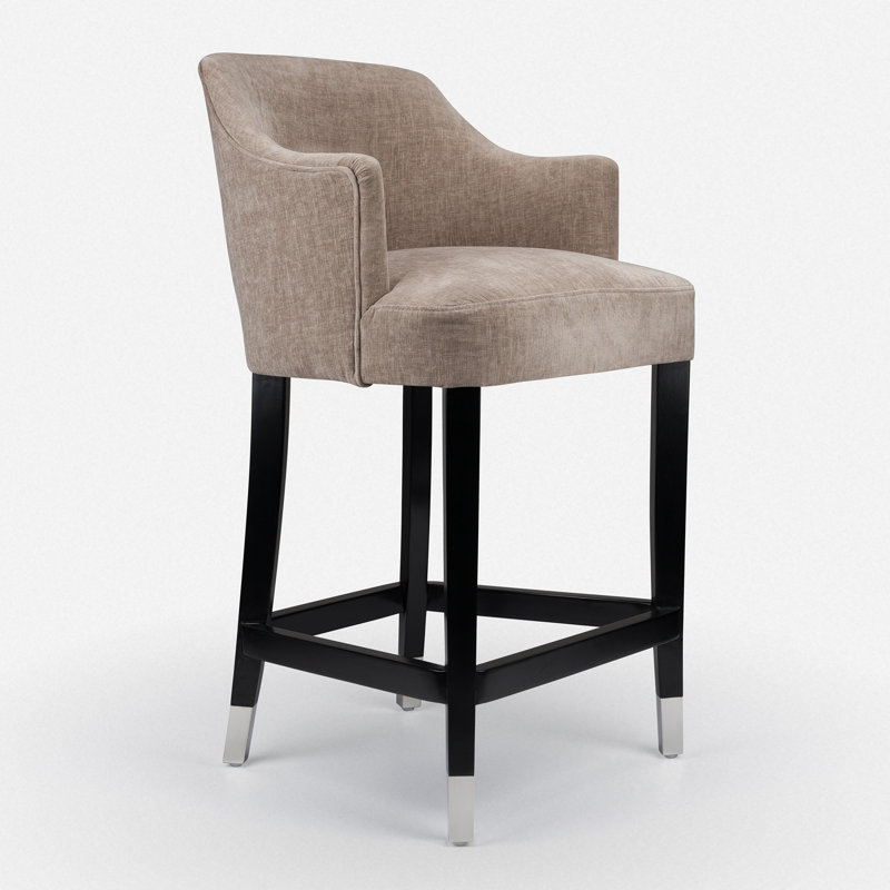 Upholstered Wooden Frame Bar Stool, Brown