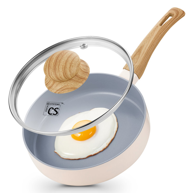 Poêle à frire de 6 pouces avec couvercle, petite poêle avec intérieur en céramique antiadhésif, poêle à œufs simple, poêle à frire antiadhésive de 6 po avec poignée Stay-Cool CS Mini