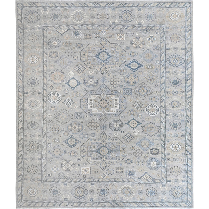 Tapis argent noué à la main de haute qualité