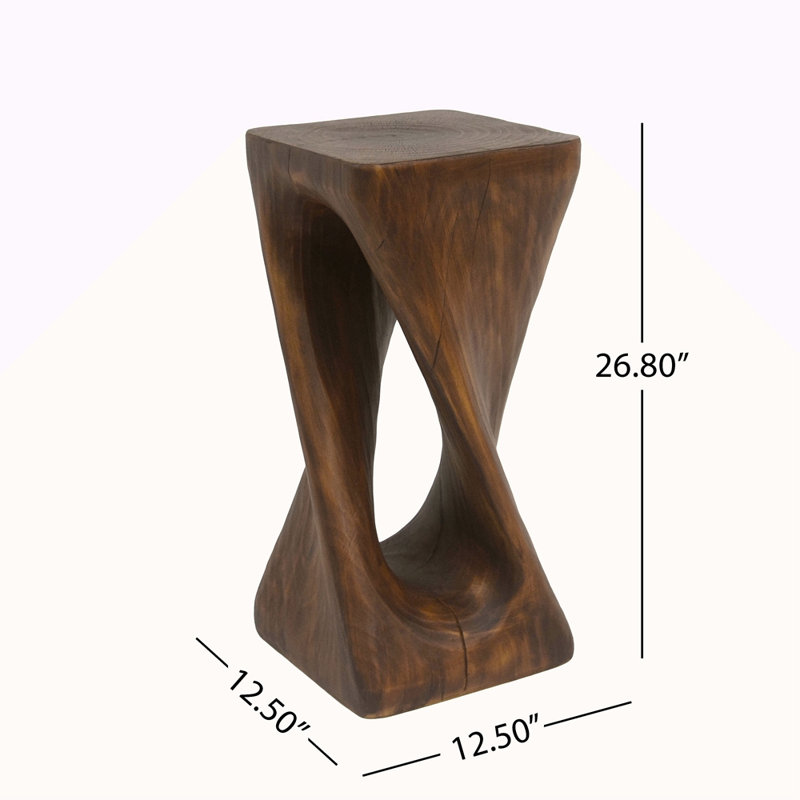 Table d'appoint d'extérieur, table de bout en forme de torsion, table d'appoint décorative, table de tabouret de jardin pour terrasse de balcon, côté piscine, béton léger, texture semblable au bois