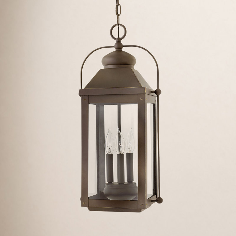 Anchorage 3-Light Outdoor Hanging Carriage Lantern w/ LED Included, Light Oiled Bronze, LED