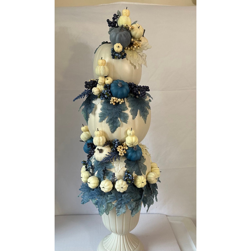 Topiaire citrouille bleue et blanche