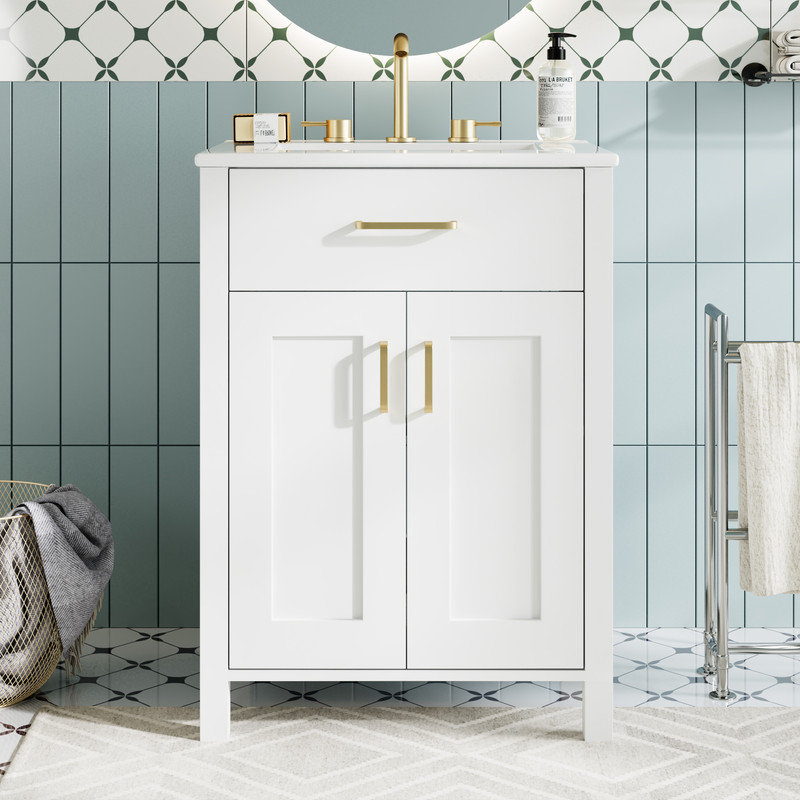 Meuble-lavabo 24 po avec tiroir rabattable, Blanc