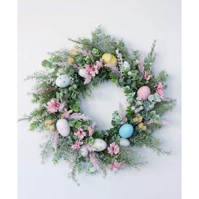 Ansuma 19" Handmade Decorative Easter Eggs Wreath for Your Front Door