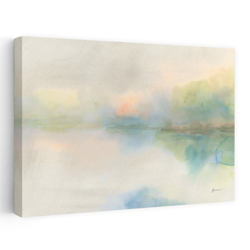 «Hazy Shore II Abstract Peaceful Serene Landscape Nature», reproduction d'art murale, 40" H x 60" W