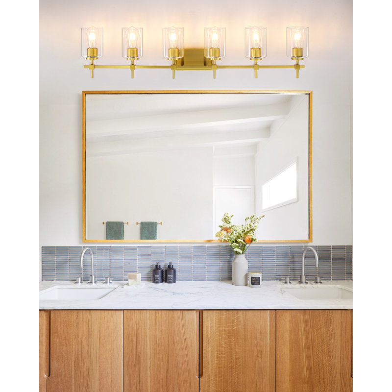 Aviara Lights Dimmable Bathroom Vanity Light Modern Wall Sconce Shade, Brushed Brass, Glass